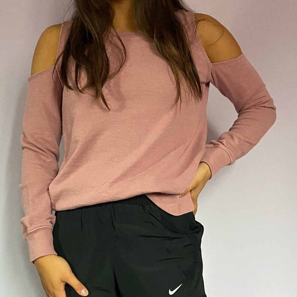 Garage Cold Shoulder Light Pink Sweater